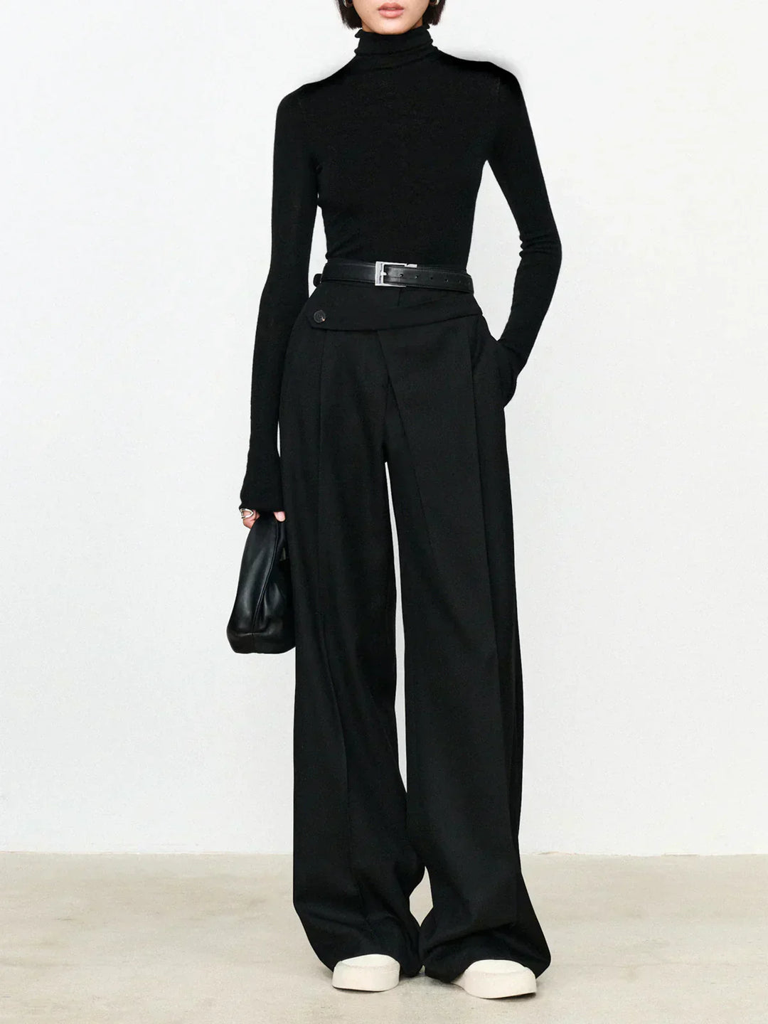 Asymmetrical Office Pants with Waist and Straight Leg