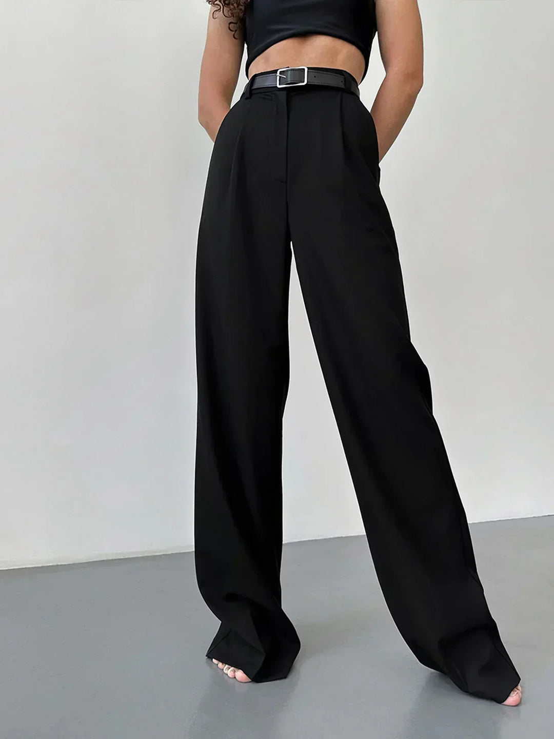 Black High-Waisted Wide-Leg Pants