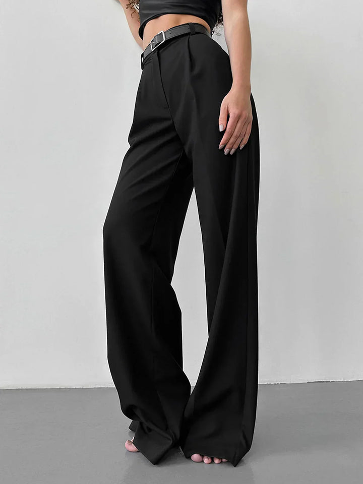 High-Waisted Wide-Leg Black Pants