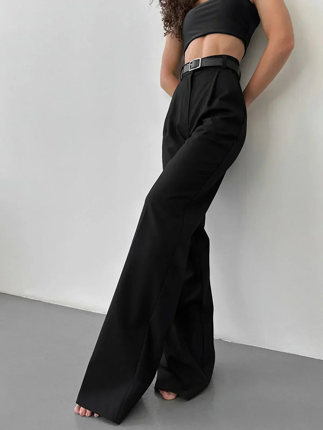 Black High-Waisted Wide-Leg Pants