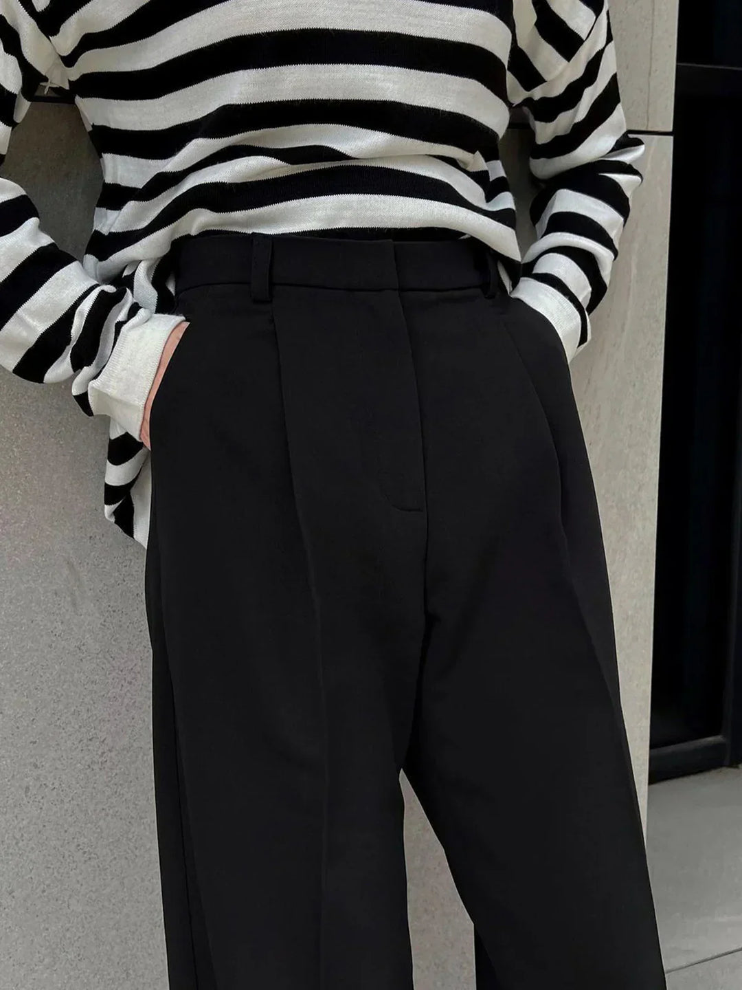 High-Waisted Wide-Leg Black Pants