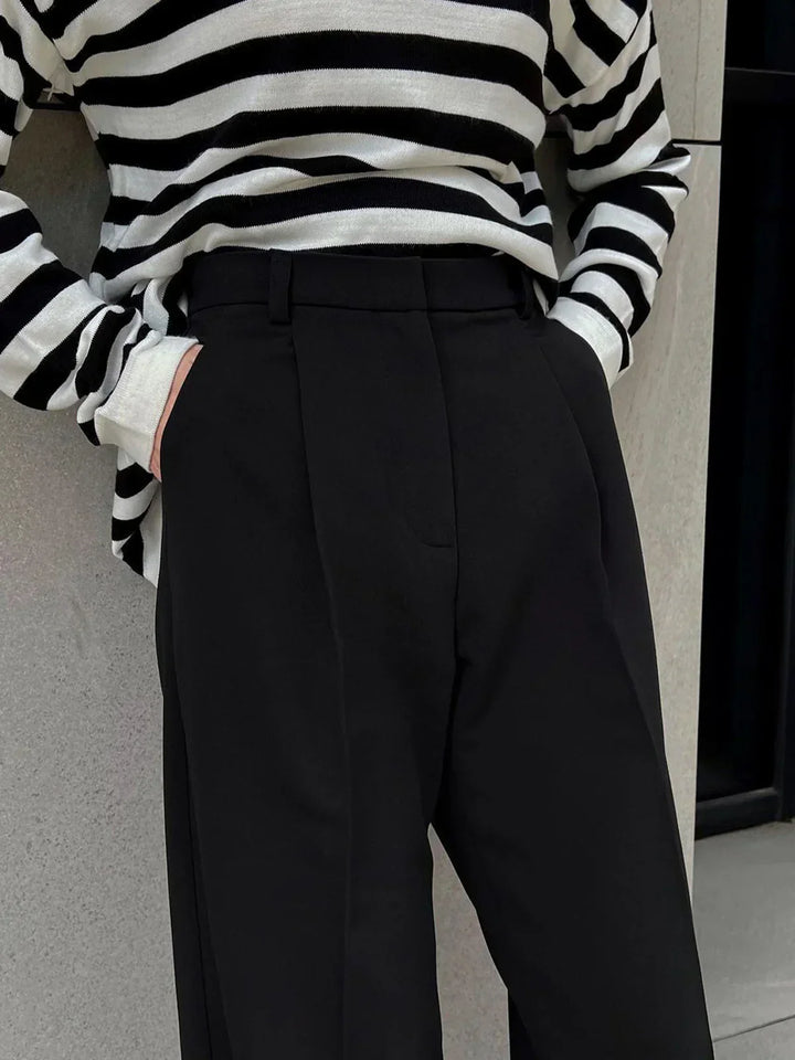 High-Waisted Wide-Leg Black Pants
