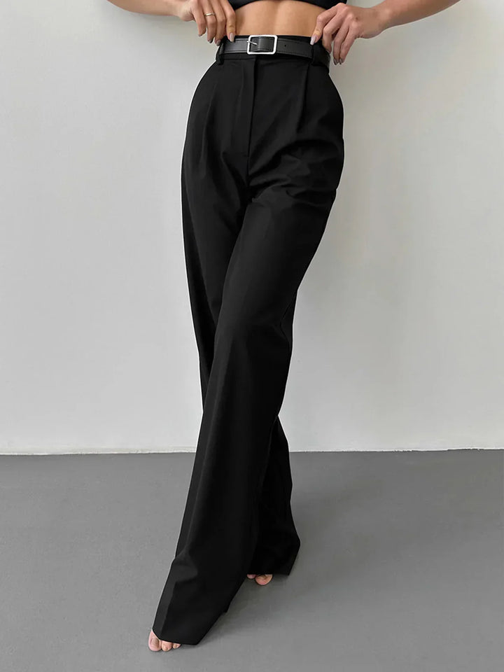 High-Waisted Wide-Leg Black Pants