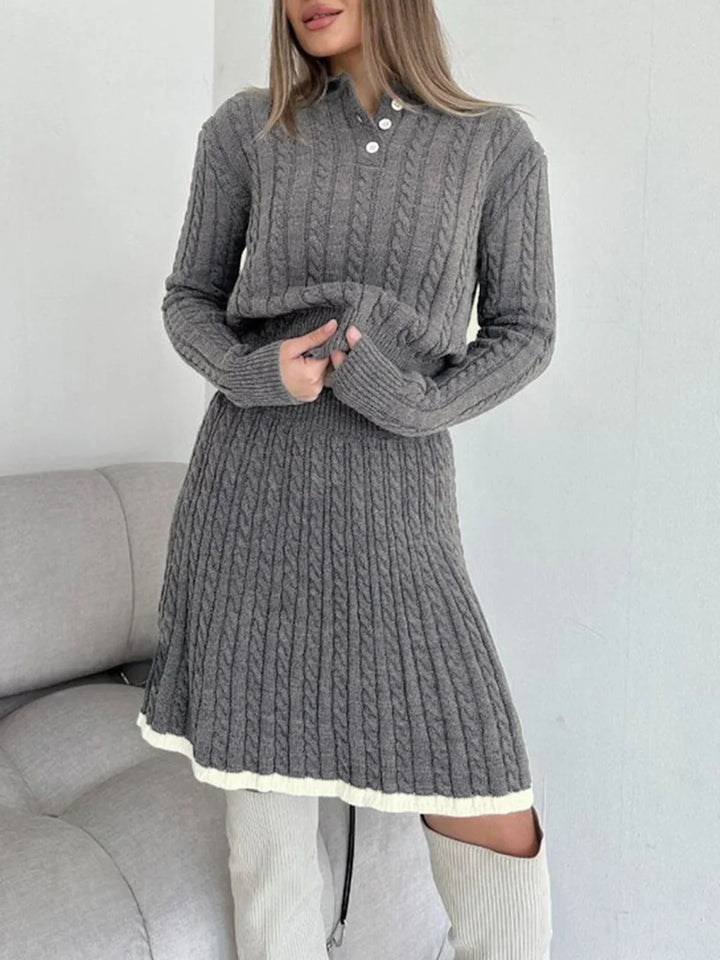 Rever and Cable Knit Skirt Set