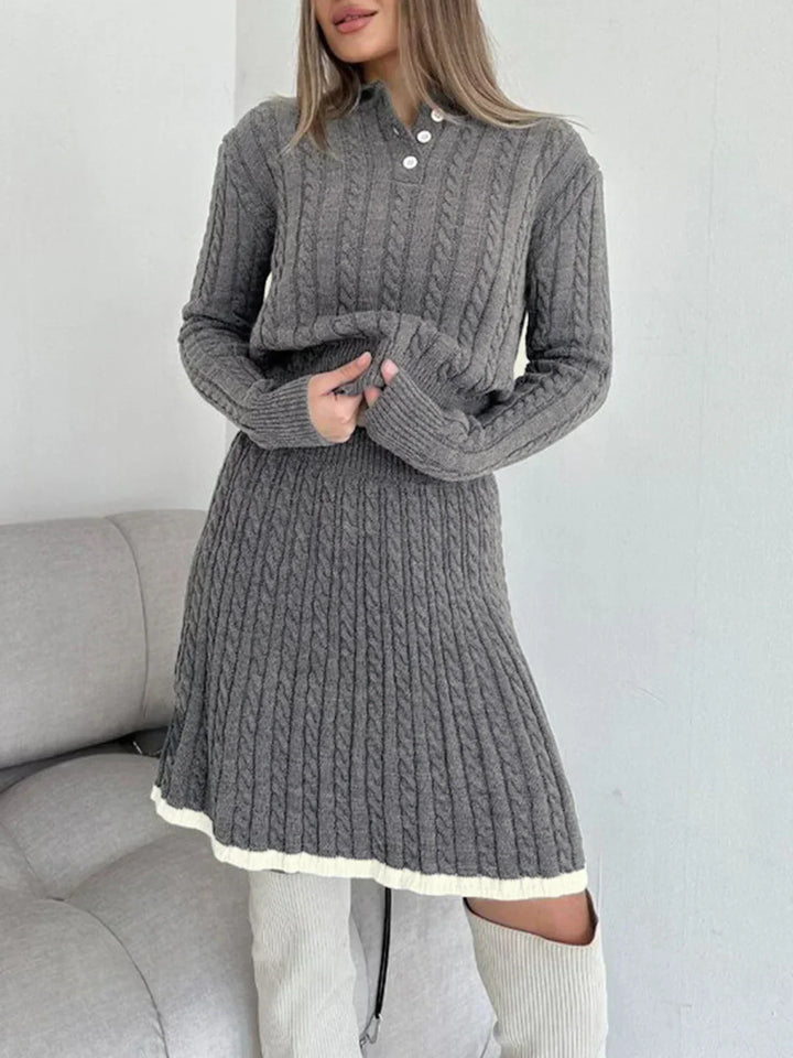 Cable Knit Blazer and Skirt Set