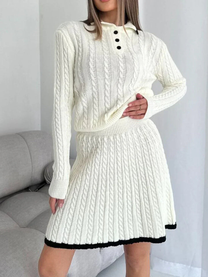 Rever and Cable Knit Skirt Set
