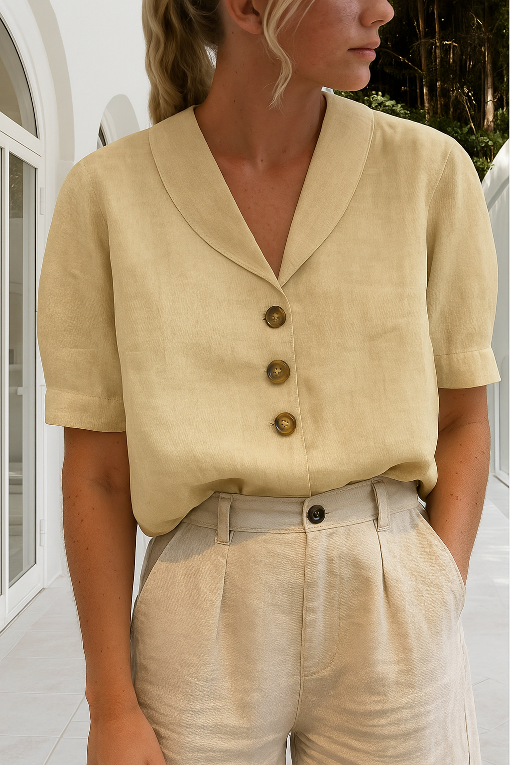 EVELINDA | Elegant Casual Linen Blouse