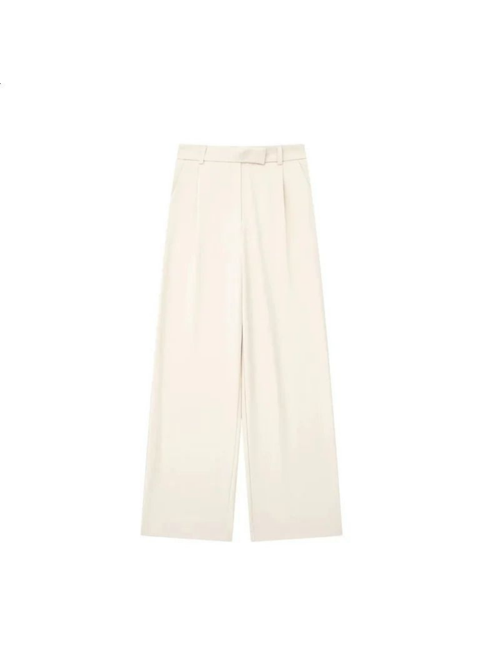 Elegant Casual Pants, Loose Fit, High Waist with Straight Cut