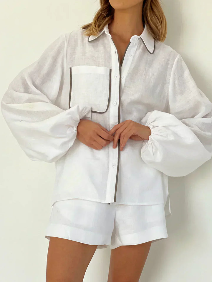Set of shorts and linen with contrasting details