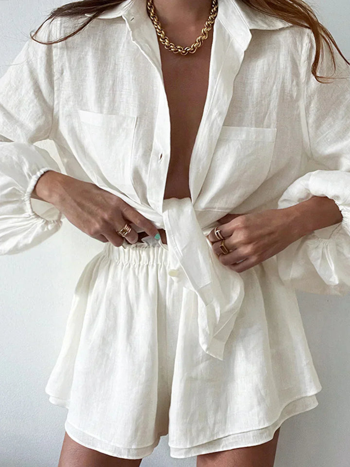 Two-Piece Short Pants Set, Double-Lined, Aegean