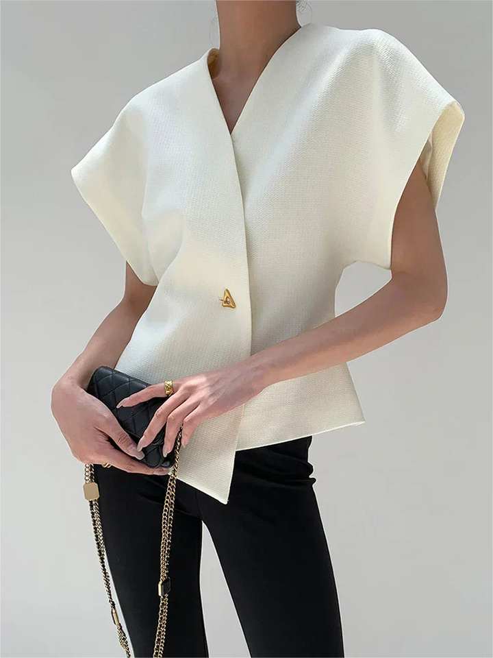 V-neck Blouse with Buttons