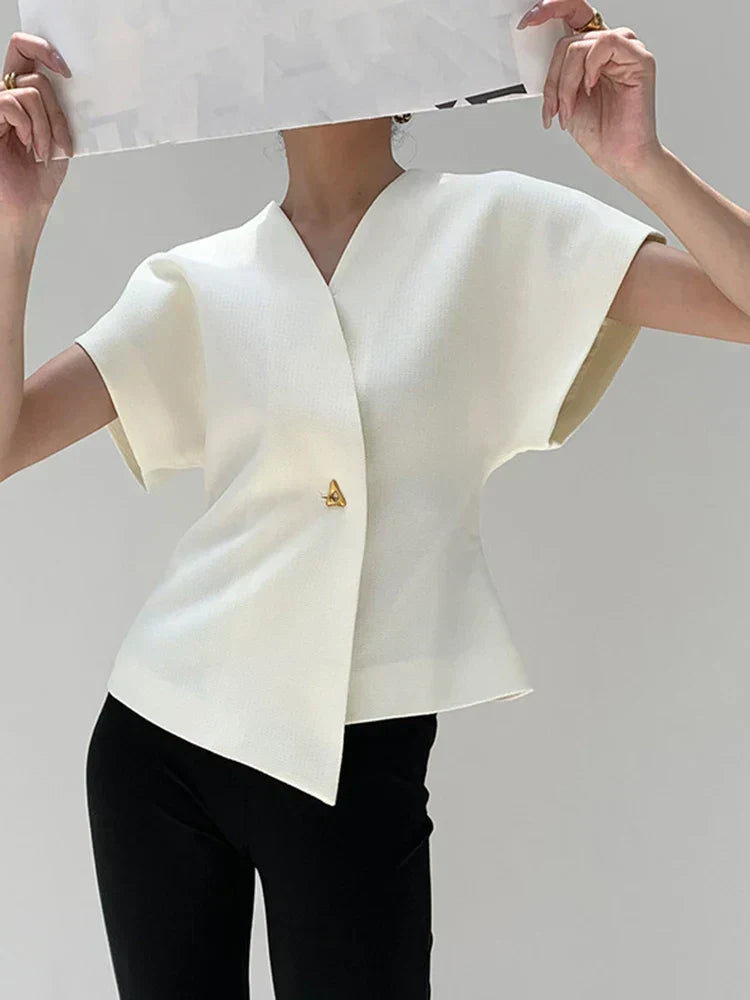 V-neck Blouse with Buttons