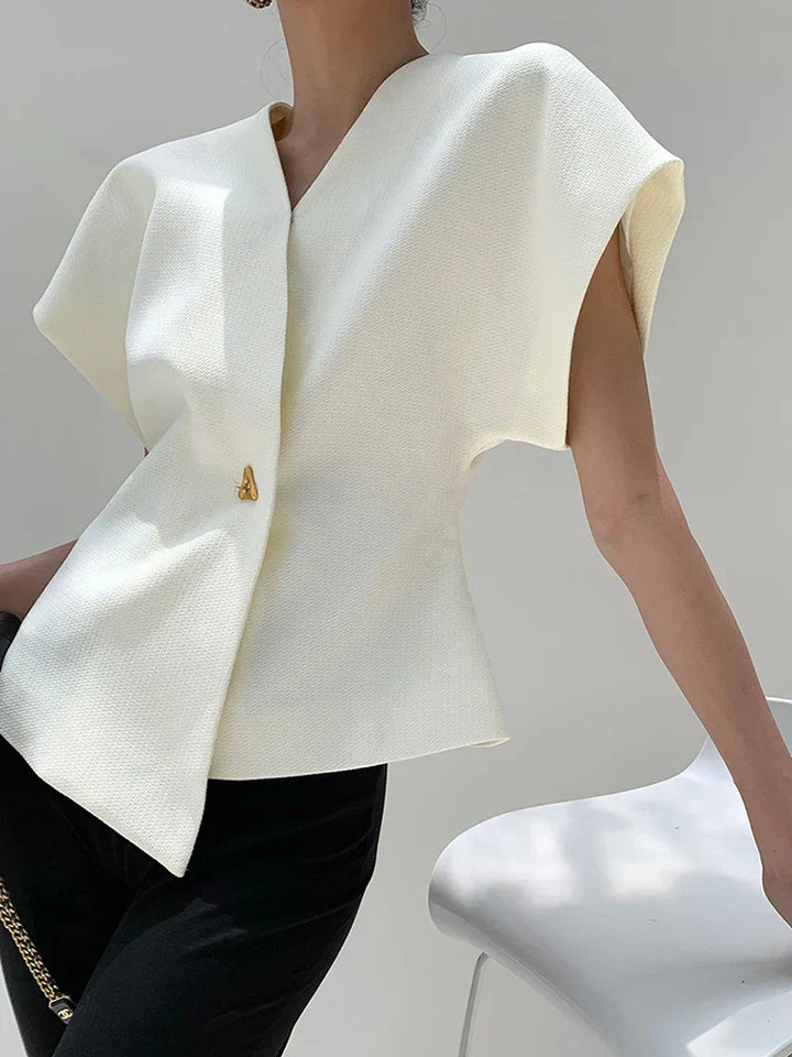 V-neck Blouse with Buttons