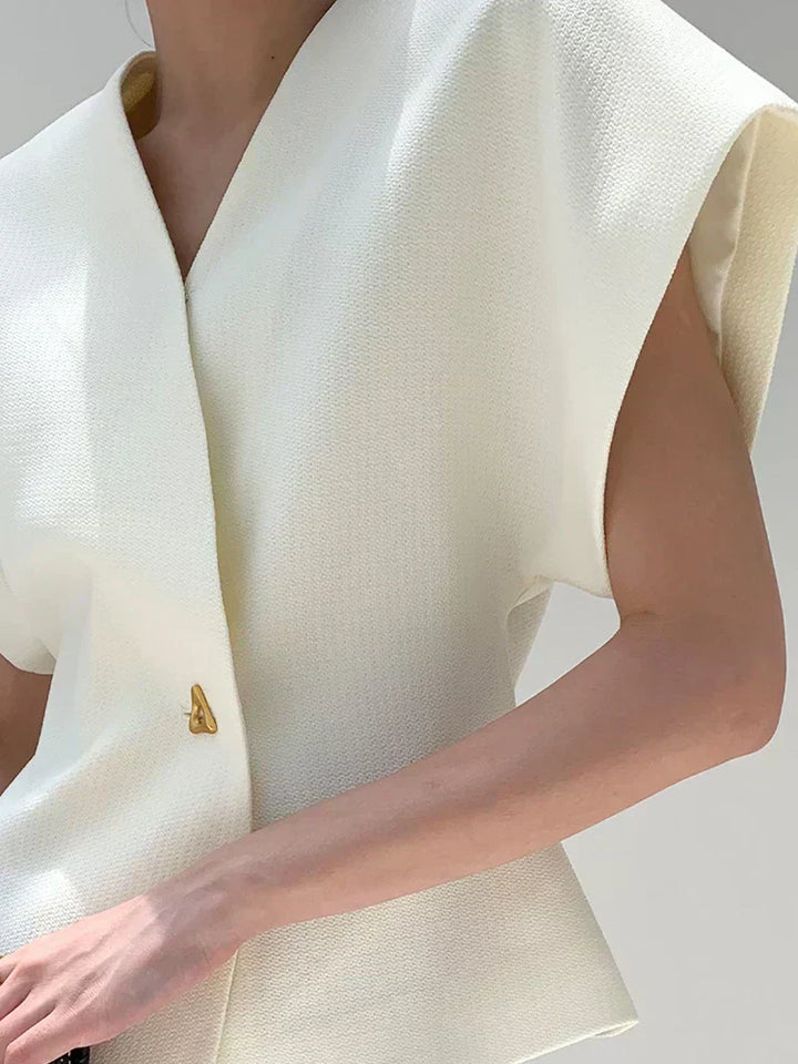 V-Neck Blouse with Buttons