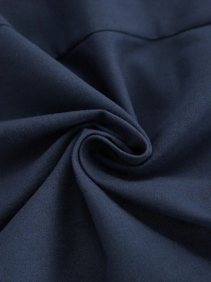 Casual Dark Blue Shorts Set with Pockets