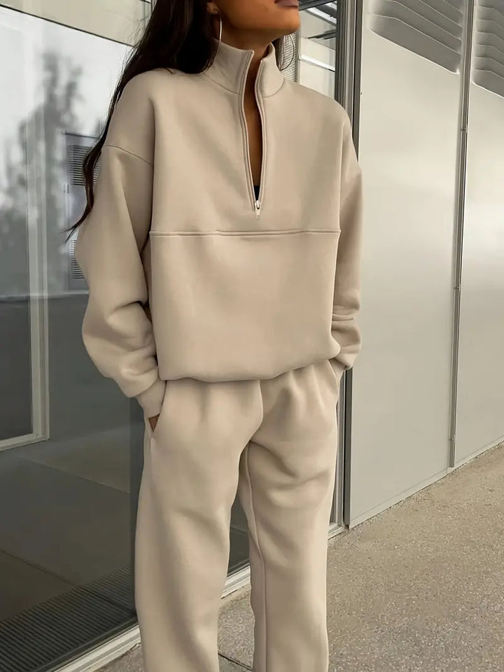 Casual Set with Hood and Solid Color