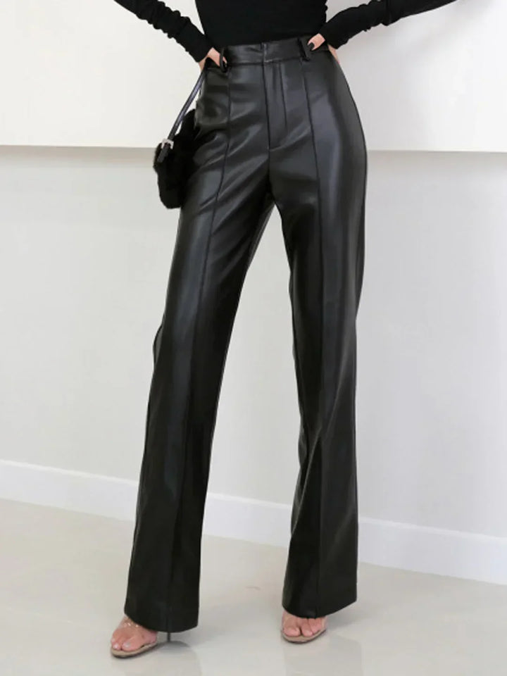 High-Waisted Eco-Leather Elegant Pants