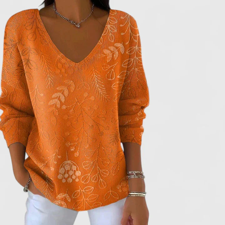 MIRELLE | Cotton Blend Sweater with Leaf Pattern