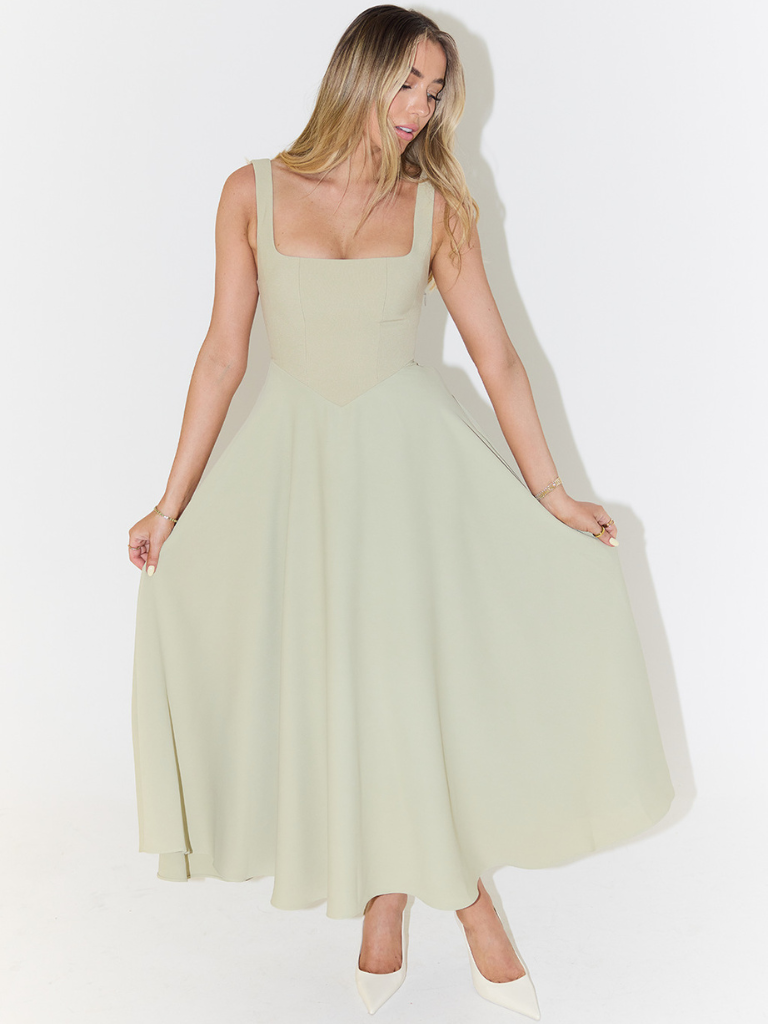 Sleeveless Midi Corset Dress for Women