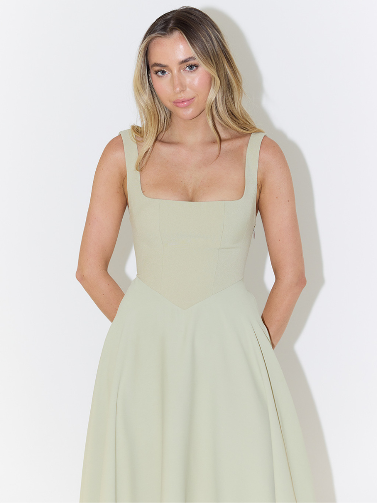 Sleeveless Midi Corset Dress for Women