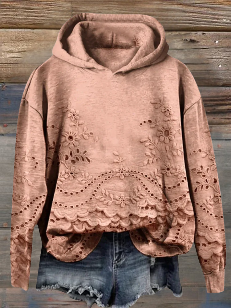 SACHZNA | Hoodie with Hood and Floral Embroidery