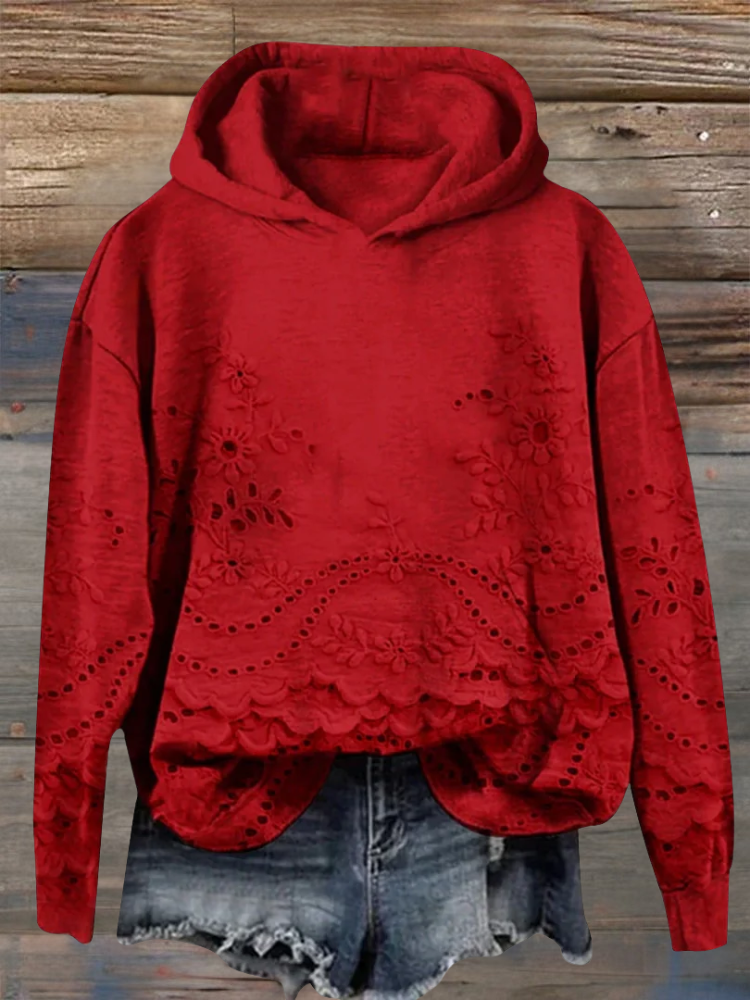 SACHZNA | Hoodie with Hood and Floral Embroidery