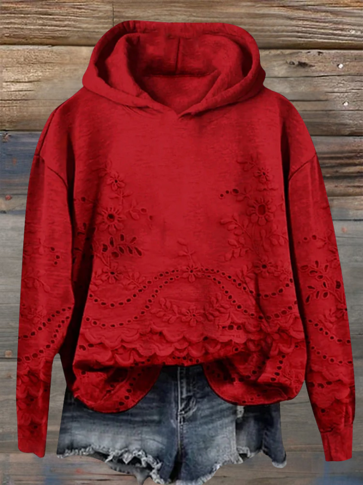 SACHZNA | Hoodie with Hood and Floral Embroidery