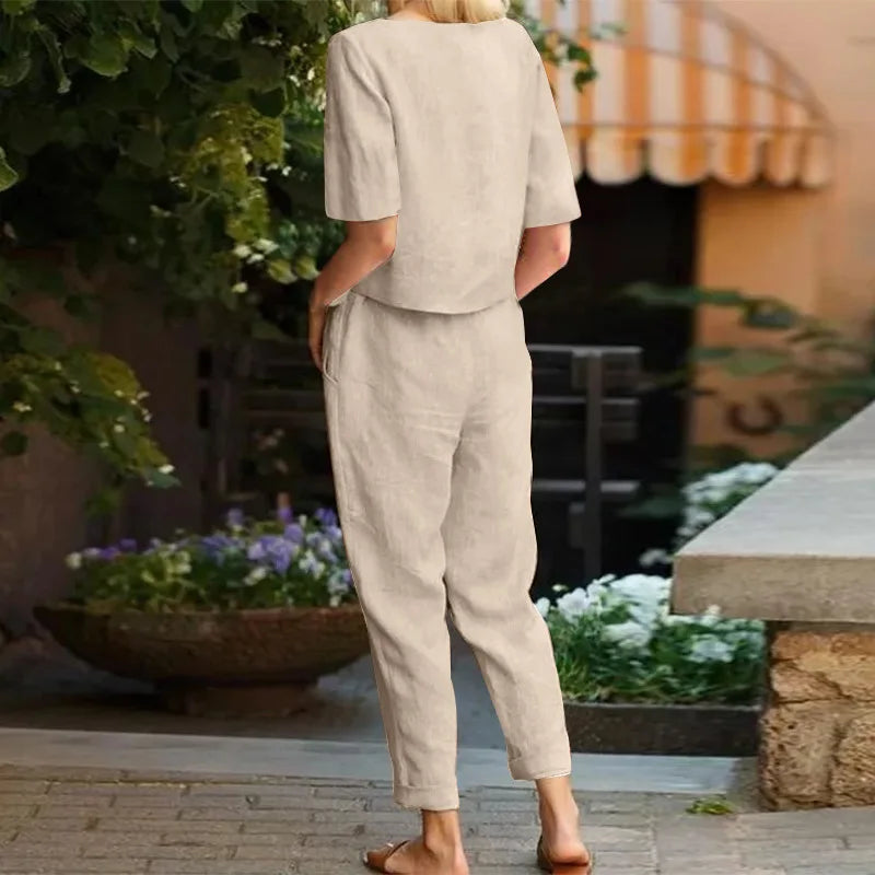 Lili | Two-Piece Linen Loungewear Set