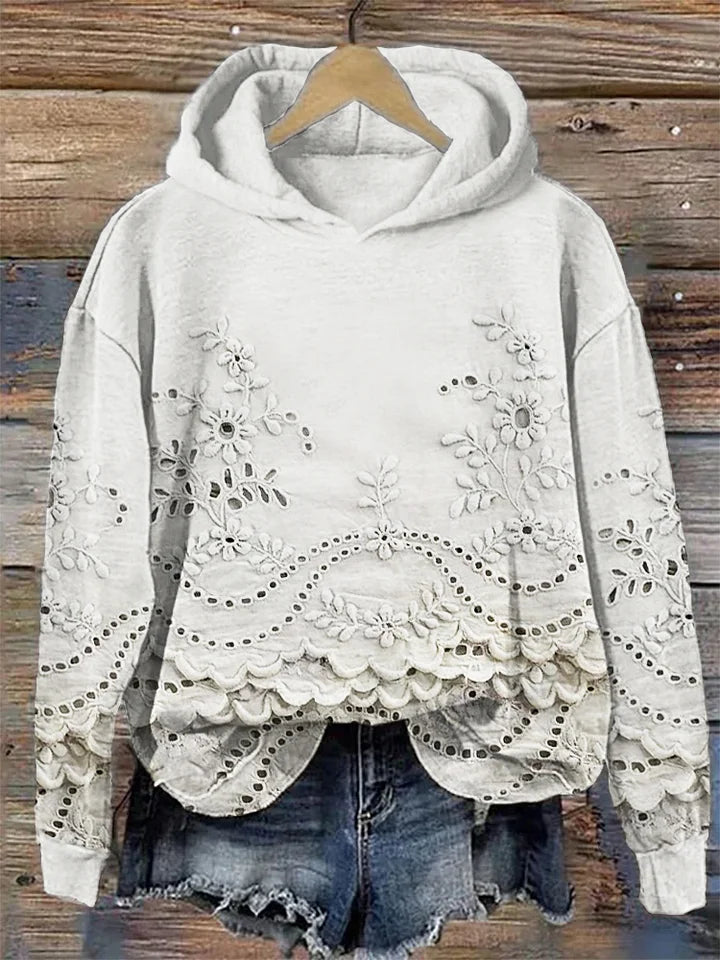 SACHZNA | Hoodie with Hood and Floral Embroidery