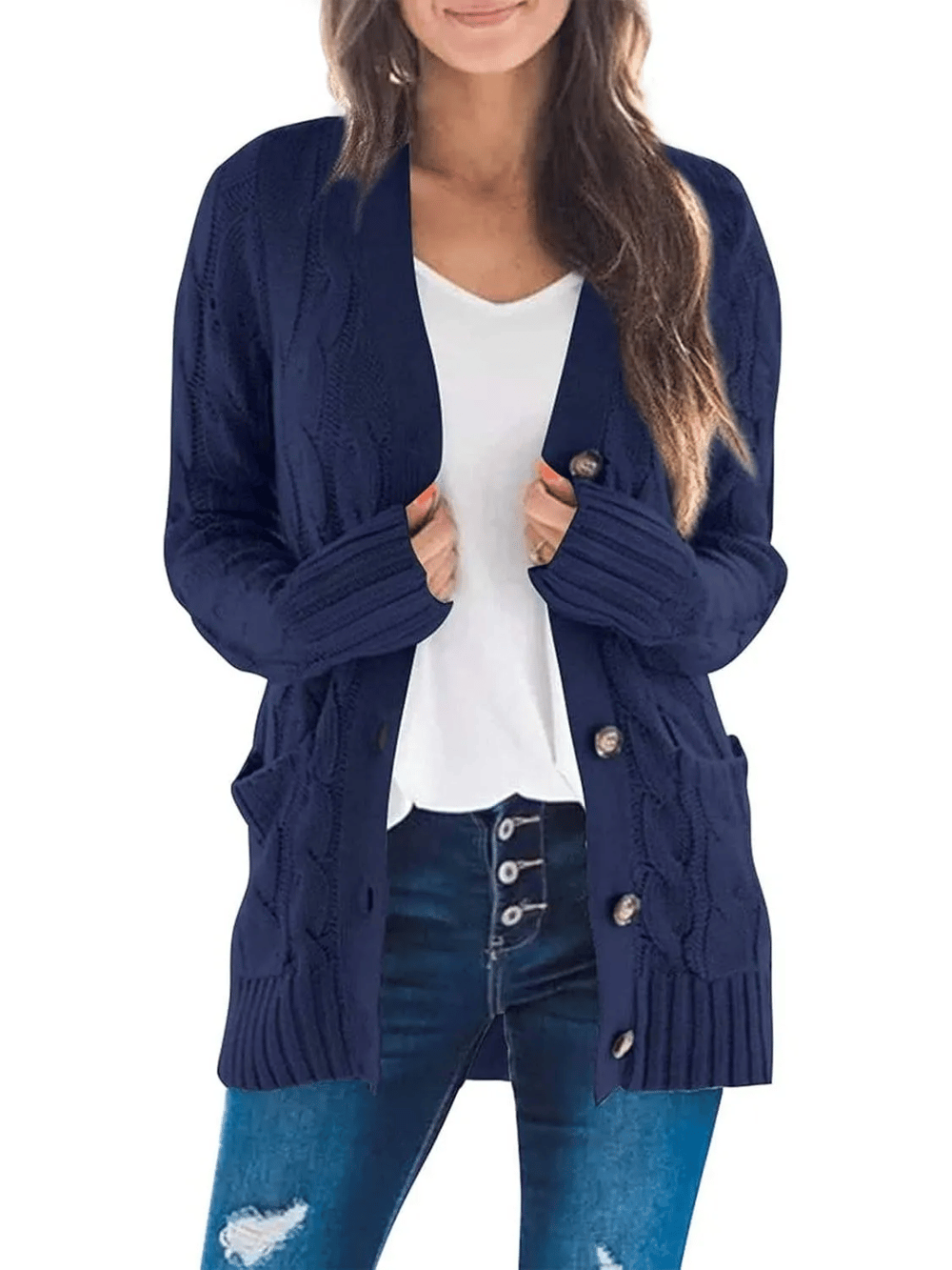 MARZENA | Comfortable cardigan with knits