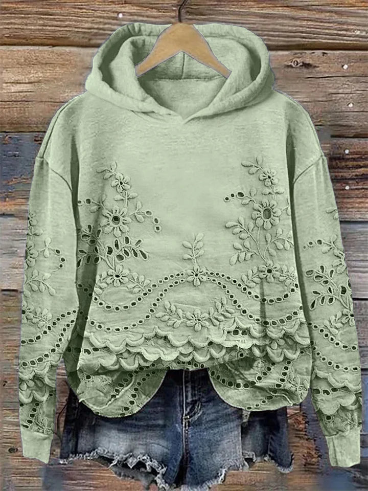 SACHZNA | Hoodie with Hood and Floral Embroidery