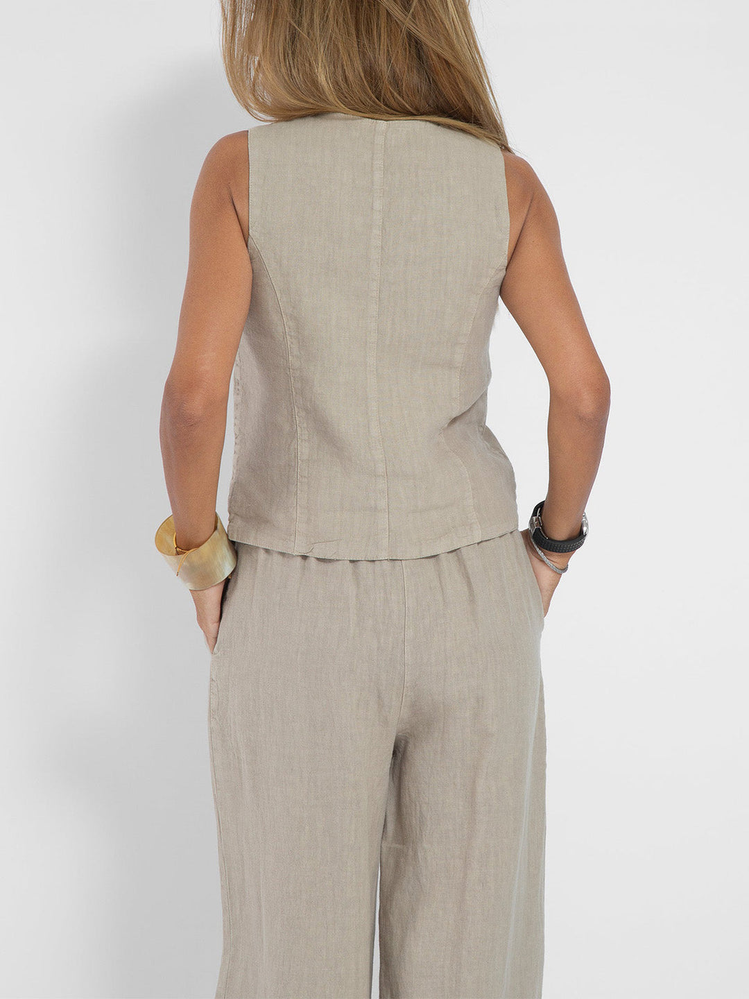 Jessica - Buttoned Vest and Wide Pants Set
