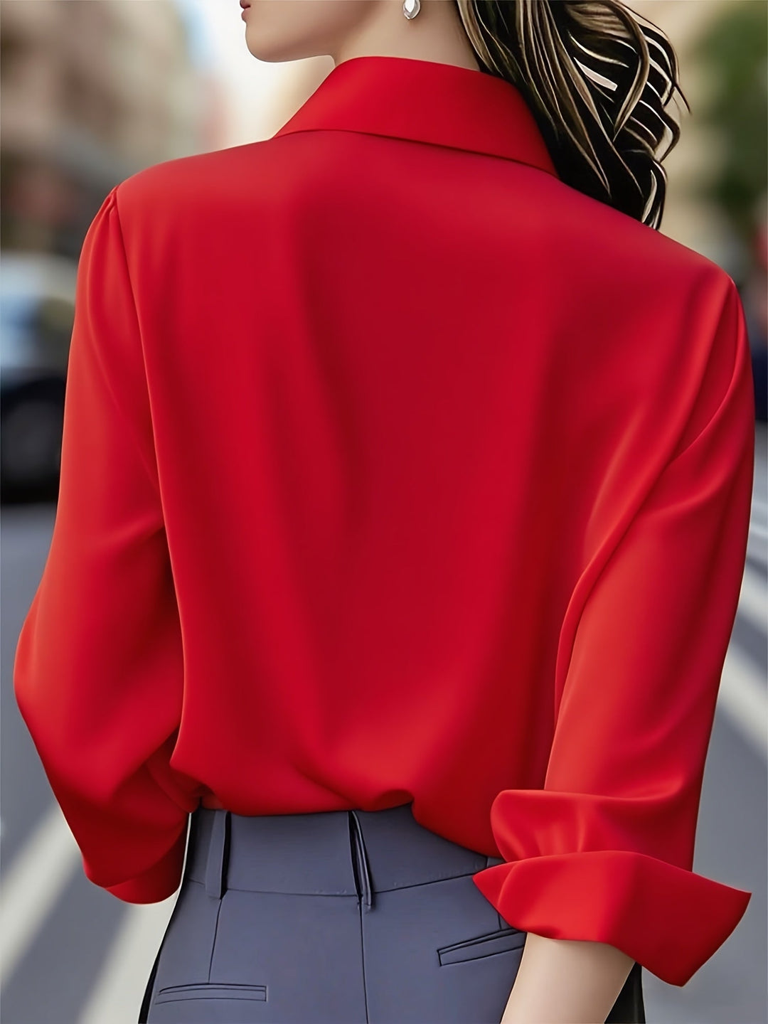 IRYNA | Elegant Long-Sleeve Shirt with Button Closure