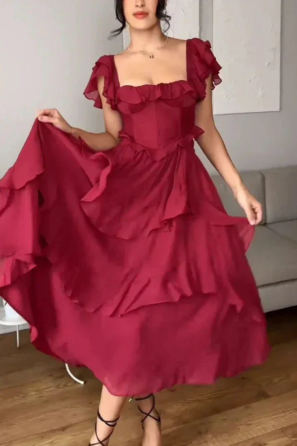 ISABELLA – ROMANTIC CASCADE RUFFLE DRESS