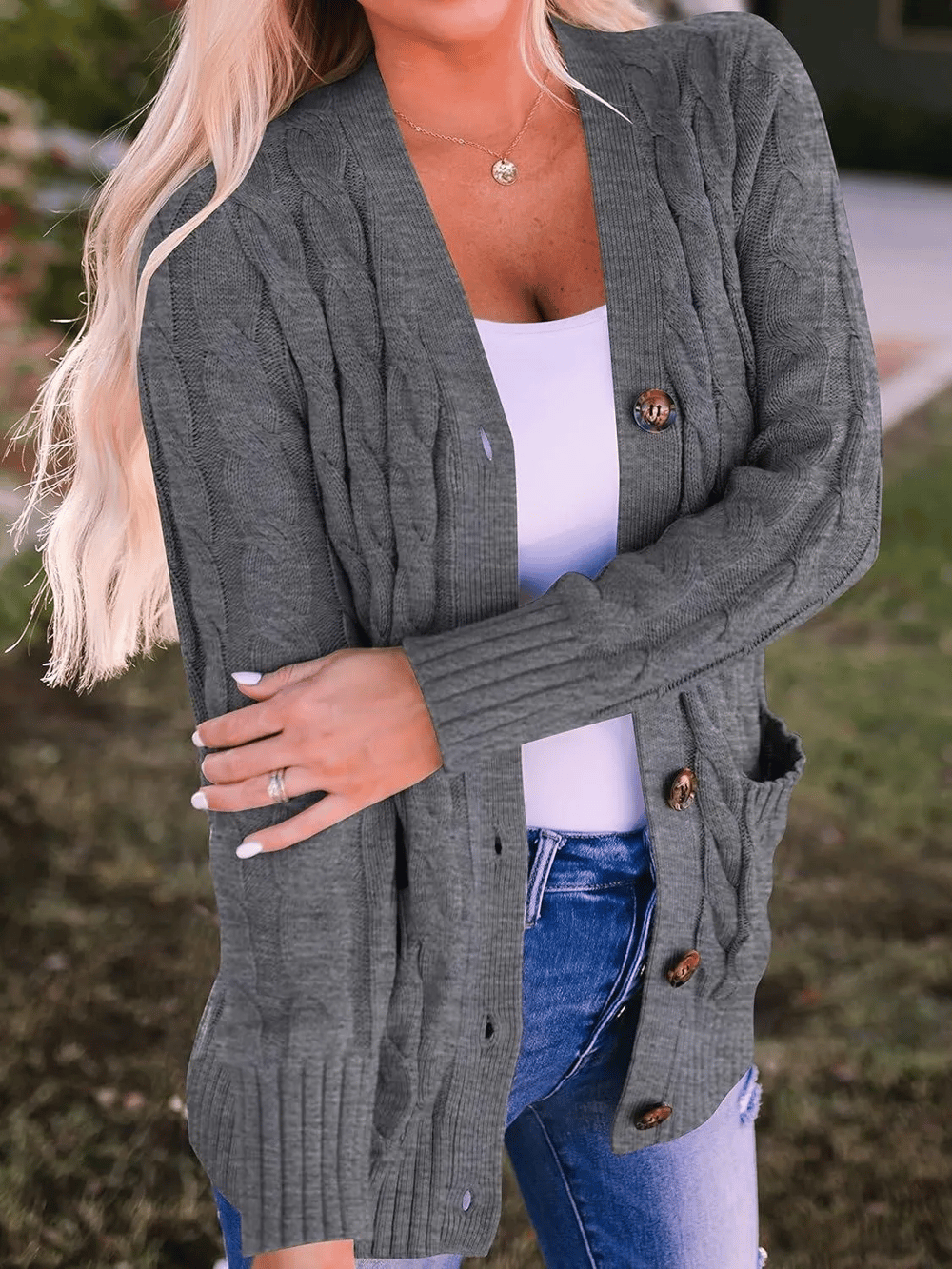 MARZENA | Comfortable cardigan with knits