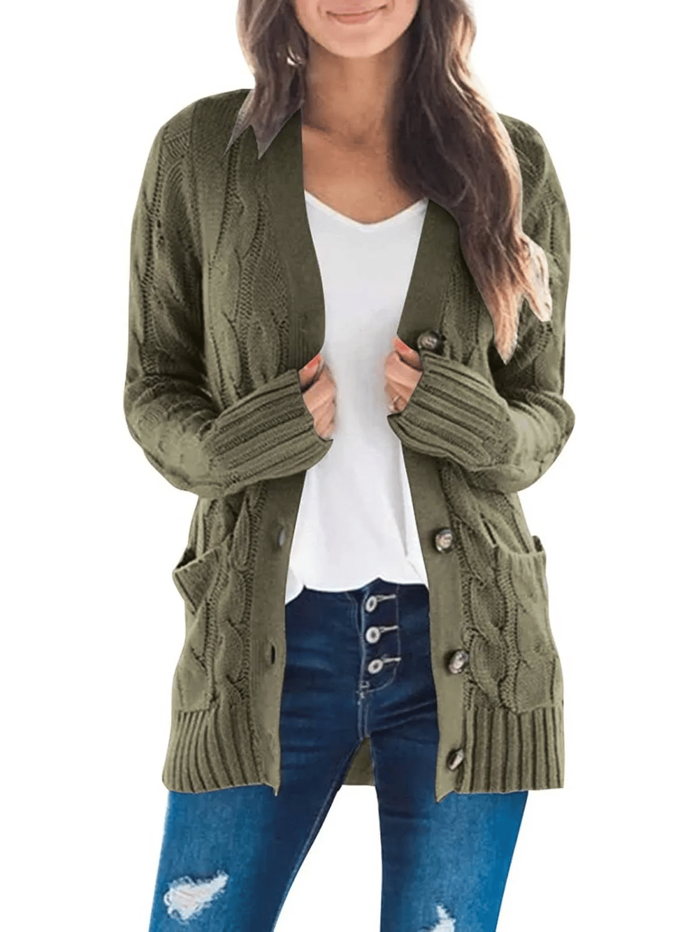 MARZENA | Comfortable cardigan with knits