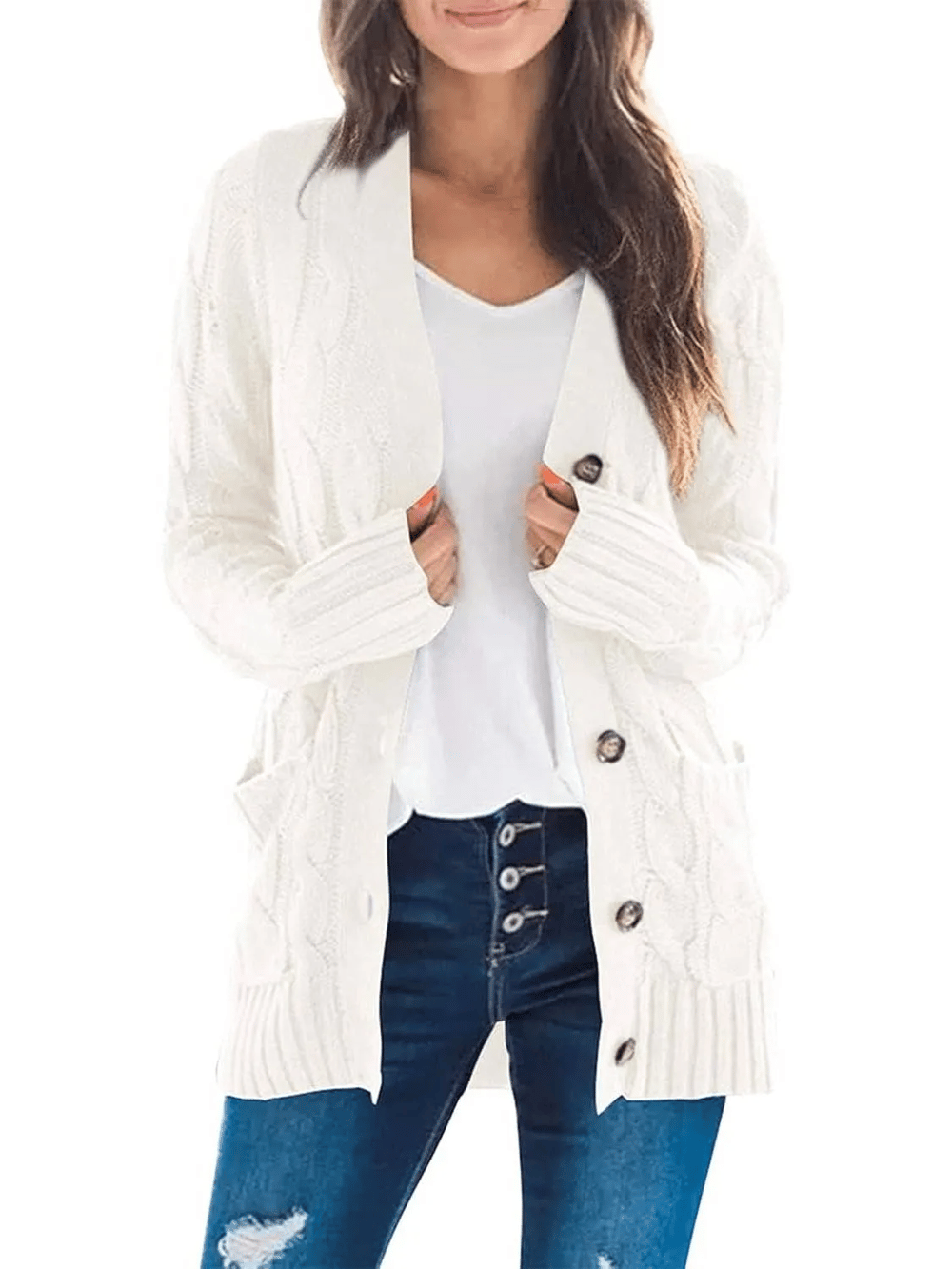 MARZENA | Comfortable cardigan with knits