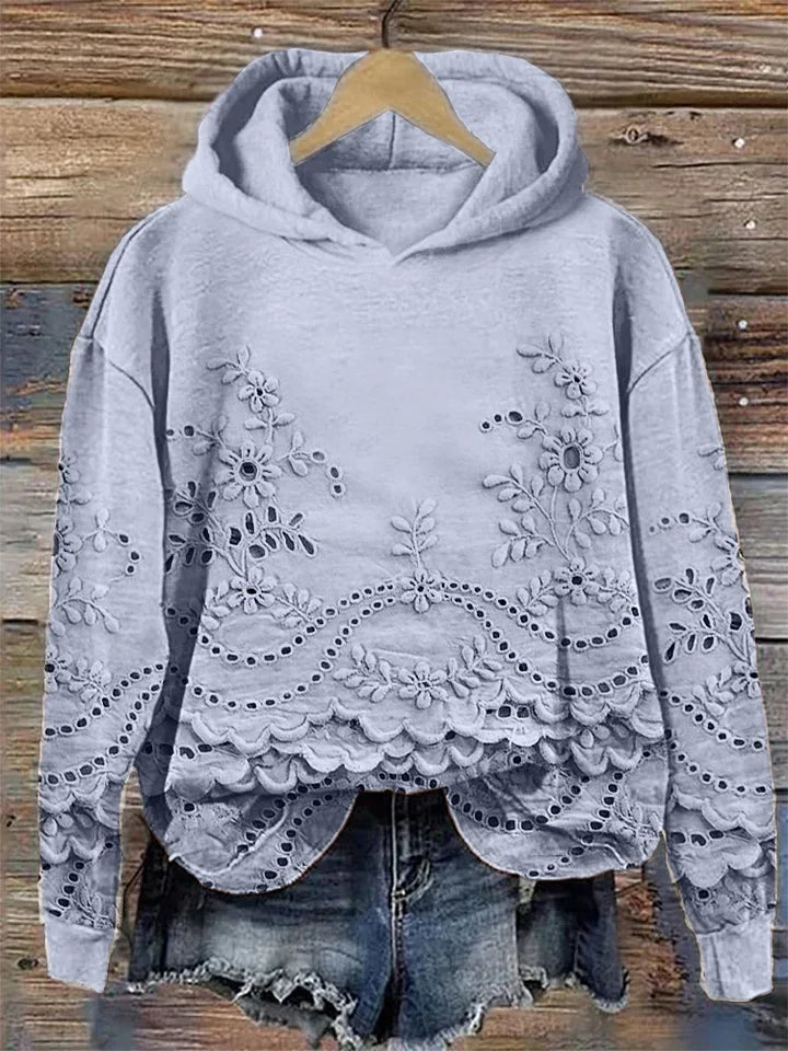 SACHZNA | Hoodie with Hood and Floral Embroidery