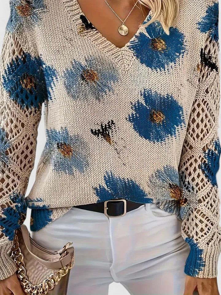 Melania | Elegant pullover with floral pattern