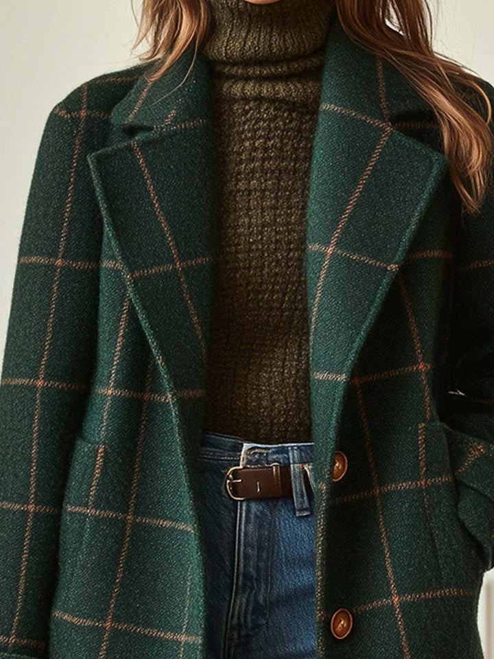 Valarie | Retro Lapel Plaid Tweed Coat