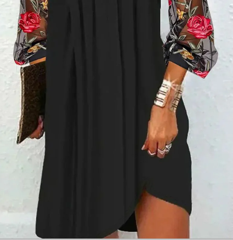 Daria | Elegant Mini Dress with V-Neck and Sheer Sleeves